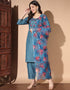 elegant blue cotton designer party wear readymade salwar suit with blue cotton 13584-acy3558 Front View