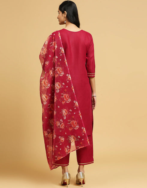 sophisticated pink cotton designer party wear readymade salwar suit with pink cotton 13584-acy3562 Close-up View