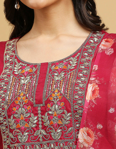 sophisticated pink cotton designer party wear readymade salwar suit with pink cotton 13584-acy3562 Back View