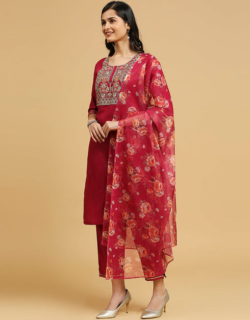 sophisticated pink cotton designer party wear readymade salwar suit with pink cotton 13584-acy3562 Side View