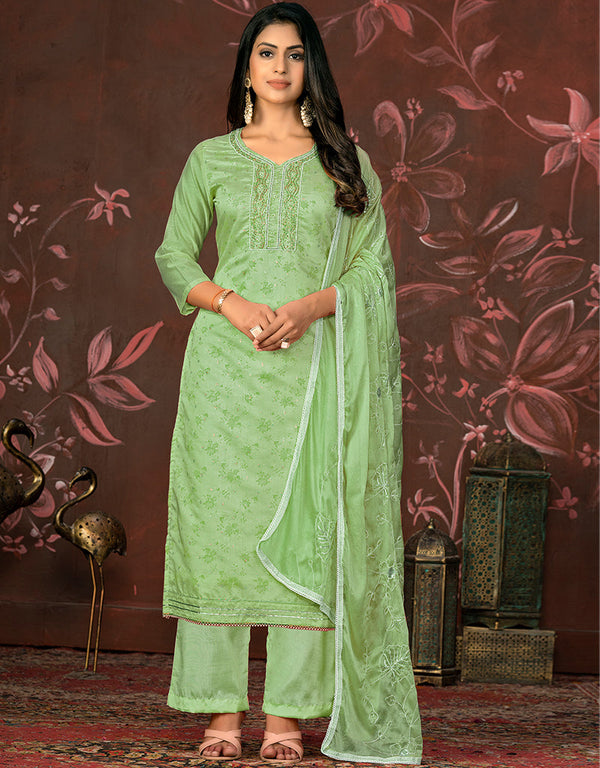 trendy green modal butti designer party wear readymade salwar suit with green santoon 13588-acy3583 Front View