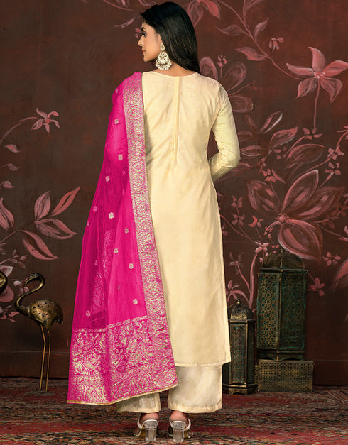 sophisticated yellow organza designer party wear readymade salwar suit with yellow santoon 13588-acy3588 Close-up View