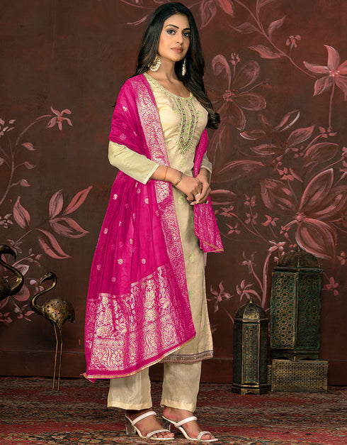 sophisticated yellow organza designer party wear readymade salwar suit with yellow santoon 13588-acy3588 Front View