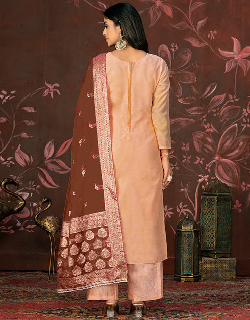 classy peach modal butti designer party wear readymade salwar suit with peach santoon 13588-acy3591 Close-up View