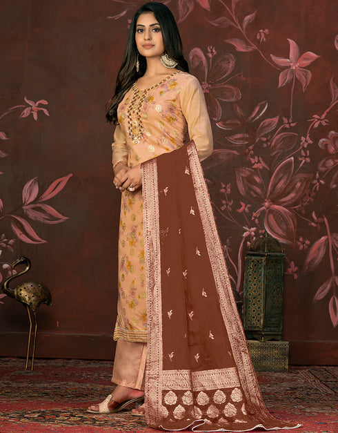 classy peach modal butti designer party wear readymade salwar suit with peach santoon 13588-acy3591 Back View