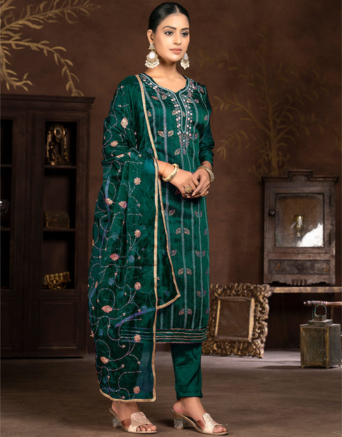 elegant green modal butti designer party wear readymade salwar suit with green santoon 13589-acy3595 Front View
