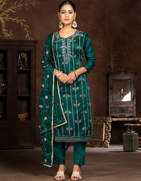 elegant green modal butti designer party wear readymade salwar suit with green santoon 13589-acy3595 Front View