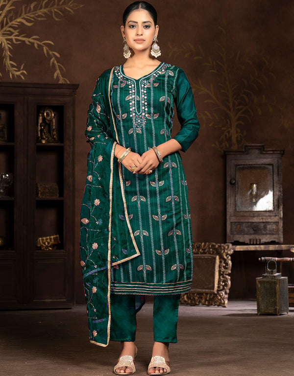 elegant green modal butti designer party wear readymade salwar suit with green santoon 13589-acy3595 Front View