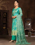 contemporary blue organza designer party wear readymade salwar suit with blue santoon 13589-acy3601 Back View