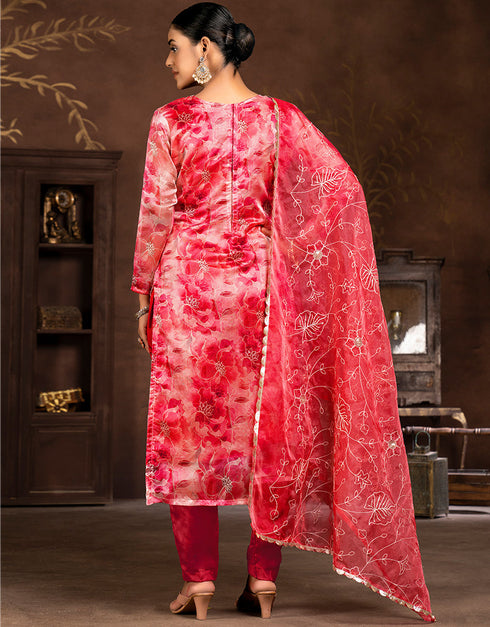 chic maroon organza designer party wear readymade salwar suit with maroon santoon 13589-acy3604 Close-up View