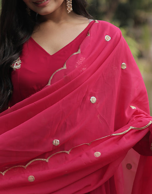 chic pink faux georgette trendy designer alia cut readymade suit collection with pink micro cotton 13591-acy3609 Back View