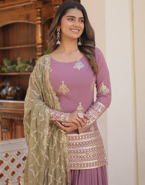 elegant onion faux georgette trendy designer readymade suit collection with onion faux georgette 13591-acy3611 Back View