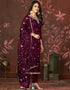 chic wine organza designer party wear heavy salwar suit collection with wine santoon 13597-acy3647 Back View
