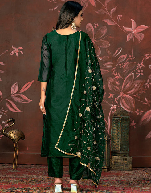 trendy green organza designer party wear heavy salwar suit collection with green santoon 13597-acy3648 Close-up View