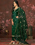 trendy green organza designer party wear heavy salwar suit collection with green santoon 13597-acy3648 Back View