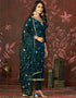 elegant blue organza designer party wear heavy salwar suit collection with blue santoon 13597-acy3649 Back View