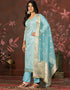 contemporary blue cotton designer party wear heavy salwar suit collection with blue santoon 13598-acy3655 Back View