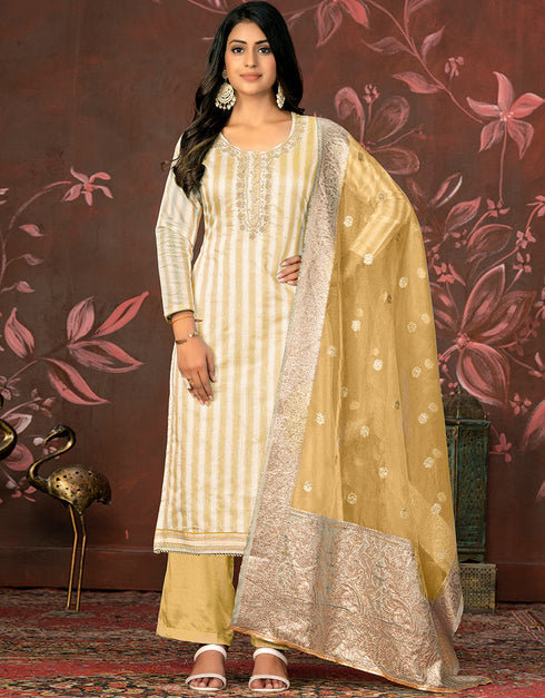 classy yellow cotton designer party wear heavy salwar suit collection with yellow santoon 13598-acy3656 Front View