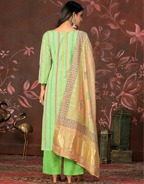 chic green cambric cotton designer party wear heavy salwar suit collection with green cotton 13598-acy3658 Close-up View
