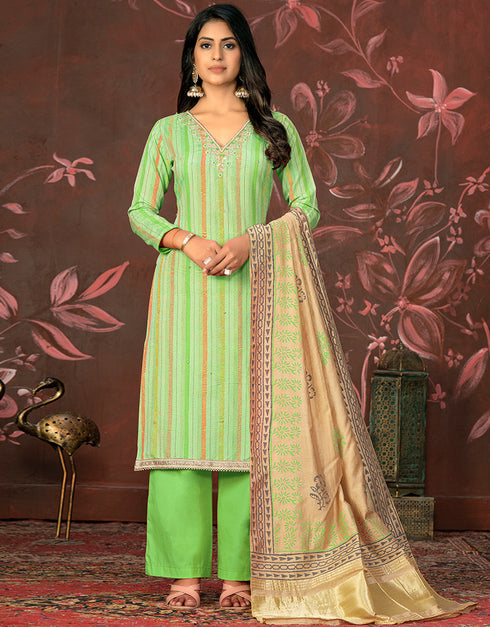 chic green cambric cotton designer party wear heavy salwar suit collection with green cotton 13598-acy3658 Front View