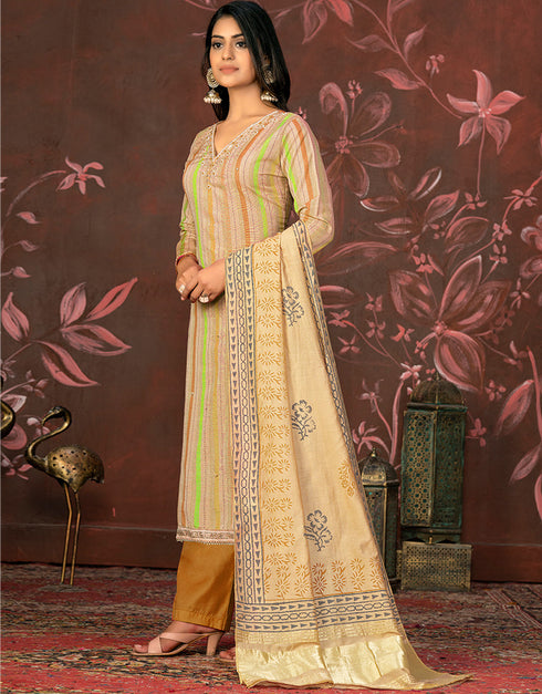 fashionable mustard cambric cotton designer party wear heavy salwar suit collection with mustard cotton 13598-acy3661 Back View