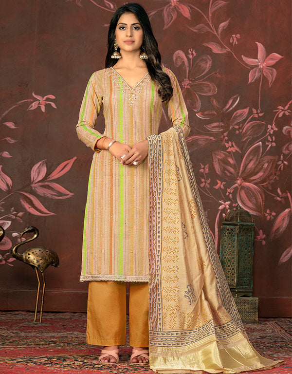 fashionable mustard cambric cotton designer party wear heavy salwar suit collection with mustard cotton 13598-acy3661 Front View