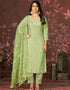 modern green simmer cotton designer party wear heavy salwar suit collection with green santoon 13598-acy3663 Front View