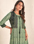 chic designer foil printed cotton trendy designer party wear readymade long kurti collection with green 13599-acy3667 Back View
