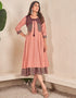 trendy designer foil printed cotton trendy designer party wear readymade long kurti collection with peach 13599-acy3668 Front View