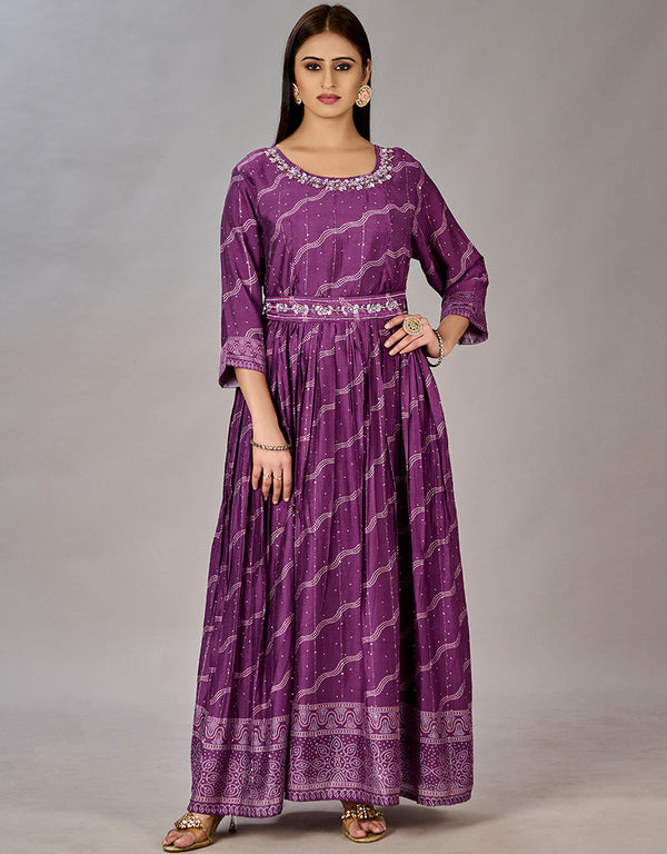 purple muslin silk designer party wear readymade gown embroidery work details for gown 13600-acy3676 Front View