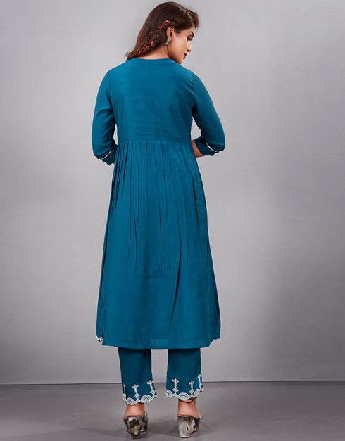 chic blue muslin silk designer party wear readymade salwar suit with blue muslin silk 13601-acy3680 Close-up View