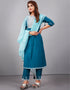 chic blue muslin silk designer party wear readymade salwar suit with blue muslin silk 13601-acy3680 Side View