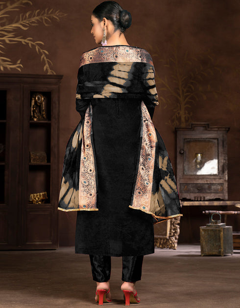 contemporary black modal butti designer party wear heavy salwar suit collection with black santoon 13603-acy3687 Close-up View