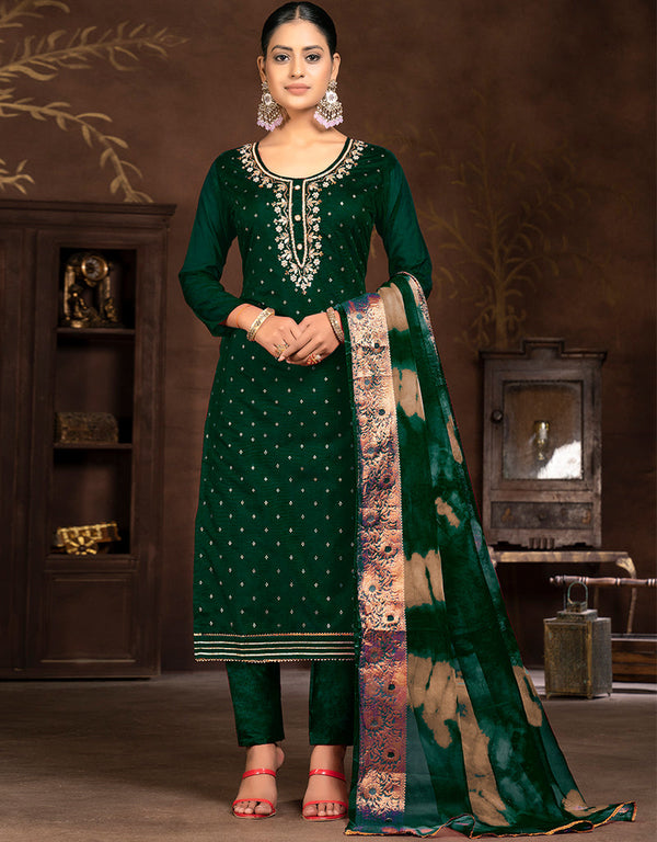 classy green modal butti designer party wear heavy salwar suit collection with green santoon 13603-acy3688 Front View