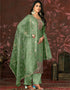 sophisticated green organza designer party wear heavy salwar suit collection with green santoon 13603-acy3696 Back View