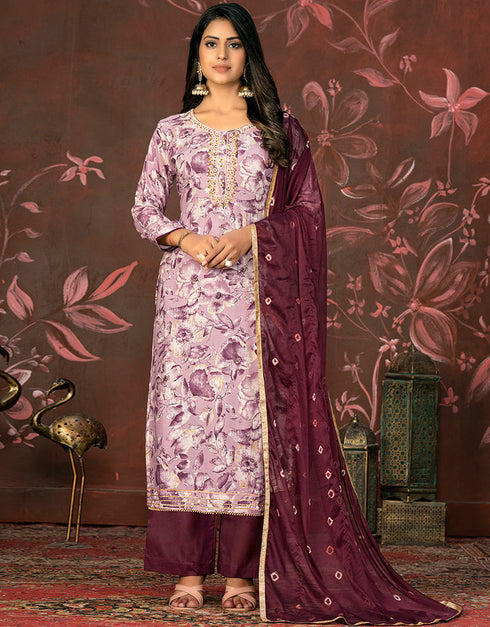 contemporary maroon jam cotton designer party wear heavy salwar suit collection with maroon cotton 13604-acy3698 Front View