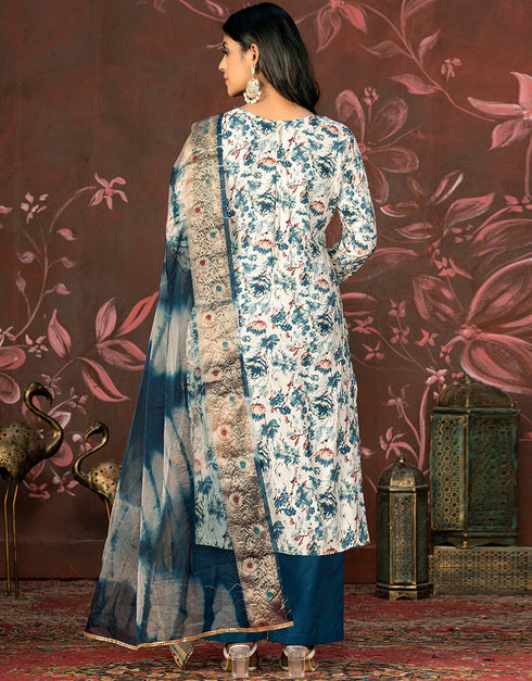 classy blue jam cotton designer party wear heavy salwar suit collection with blue cotton 13604-acy3699 Close-up View