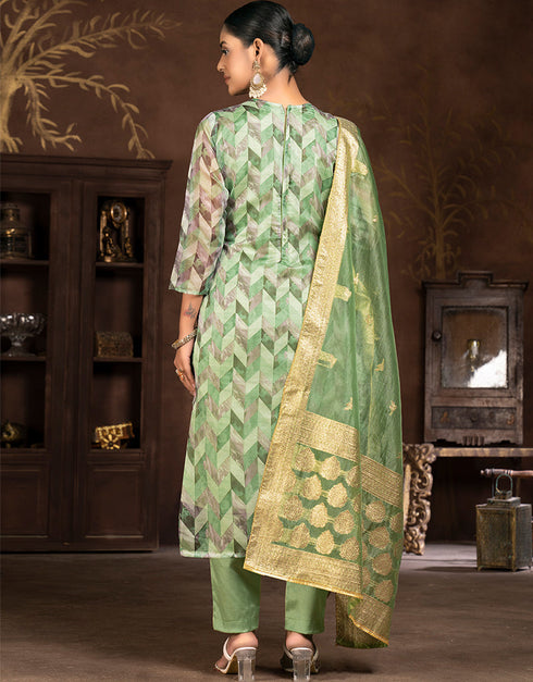 chic green organza designer party wear heavy salwar suit collection with green santoon 13604-acy3701 Close-up View