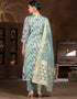trendy blue organza designer party wear heavy salwar suit collection with blue santoon 13604-acy3702 Close-up View