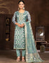 trendy blue organza designer party wear heavy salwar suit collection with blue santoon 13604-acy3702 Front View