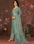 sophisticated green organza designer party wear heavy salwar suit collection with green santoon 13604-acy3707 Back View
