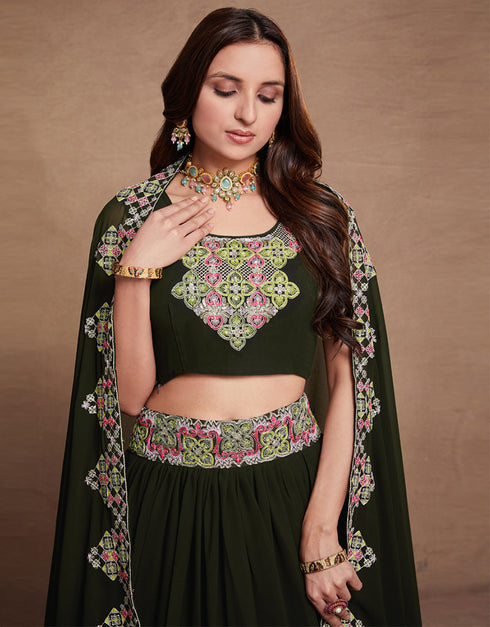 contemporary green georgette designer party wear heavy salwar suit collection with green georgette 13610-acy3747 Back View