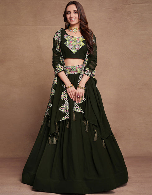 contemporary green georgette designer party wear heavy salwar suit collection with green georgette 13610-acy3747 Front View