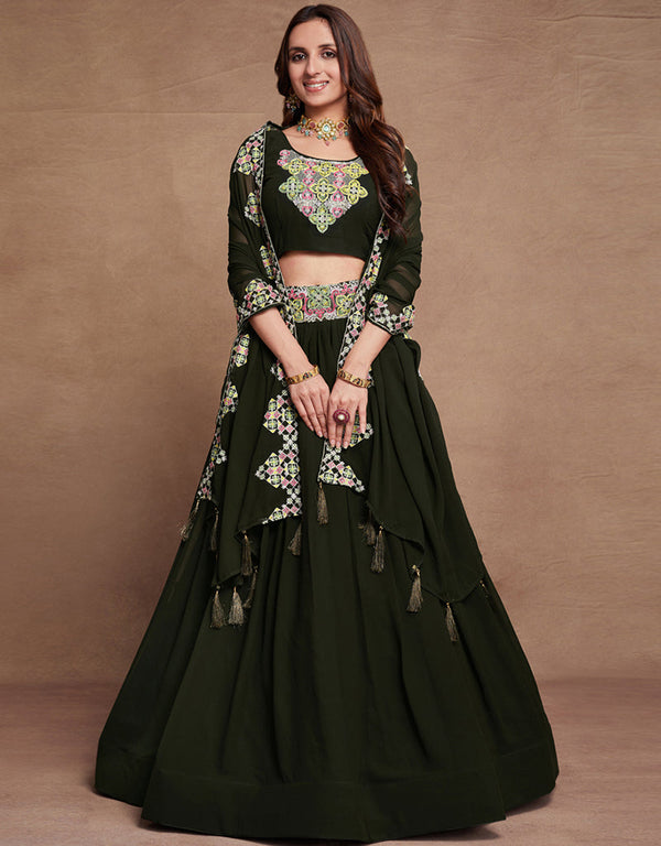 contemporary green georgette designer party wear heavy salwar suit collection with green georgette 13610-acy3747 Front View