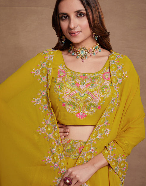 stylish yellow georgette designer party wear heavy salwar suit collection with yellow georgette 13610-acy3749 Back View