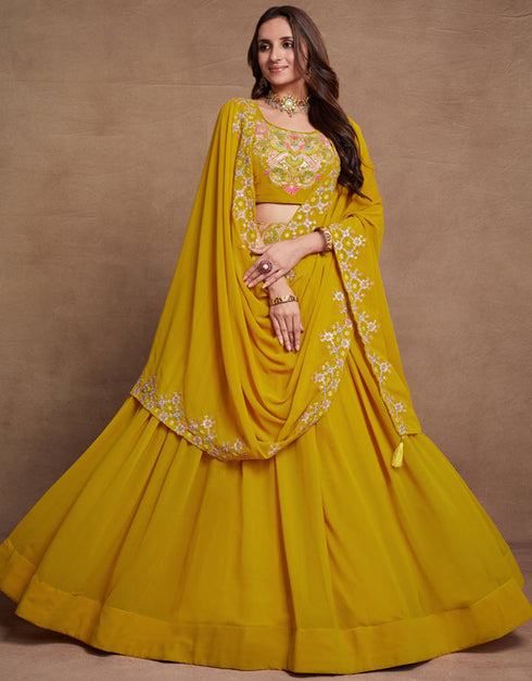 stylish yellow georgette designer party wear heavy salwar suit collection with yellow georgette 13610-acy3749 Front View
