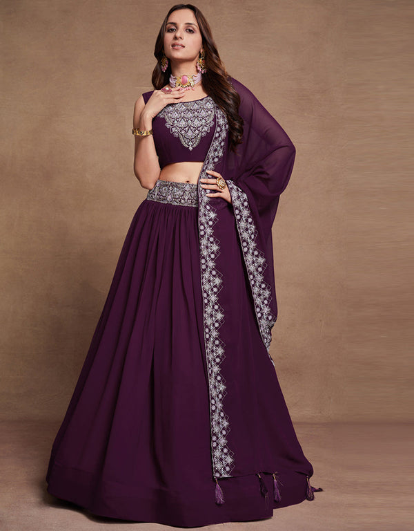 chic purple georgette designer party wear heavy salwar suit collection with purple georgette 13610-acy3750 Front View