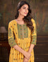 trendy embroidery work & sequence work dupatta cotton trendy designer party wear readymade long kurti collection with yellow 13612-acy3763 Back View
