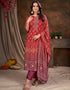 chic red muslin silk trendy designer readymade suit collection with red gadwal silk 13613-acy3771 Front View