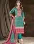 fashionable sea green muslin silk trendy designer readymade suit collection with sea green gadwal silk 13613-acy3774 Front View